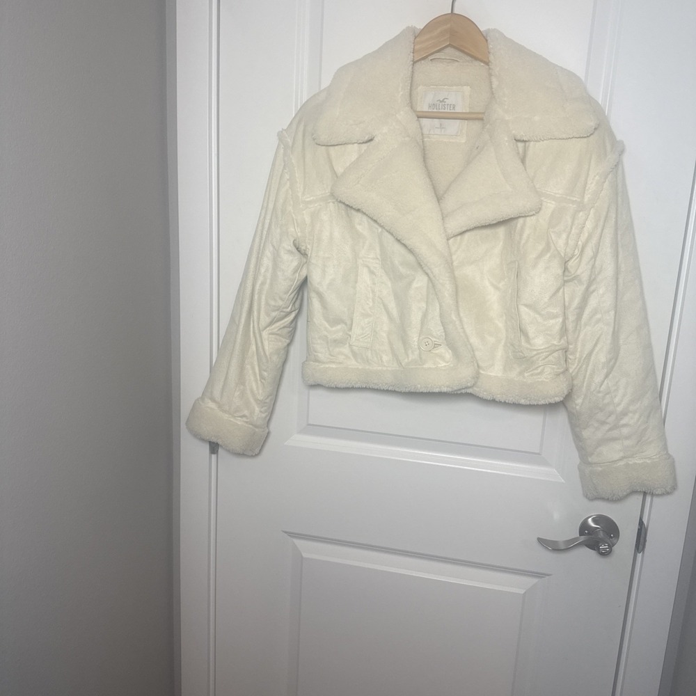 WOMENS HOLLISTER SZ S JACKET FAUX LEATHER FUR